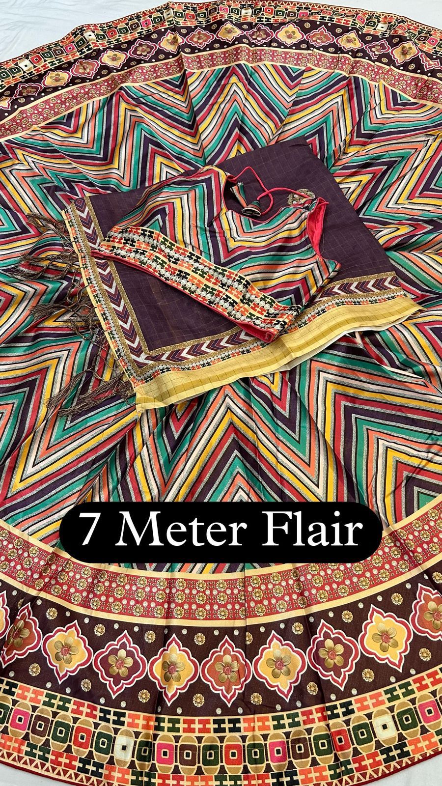 Multi Stripe 7 Meter Flair Lehanga Choli