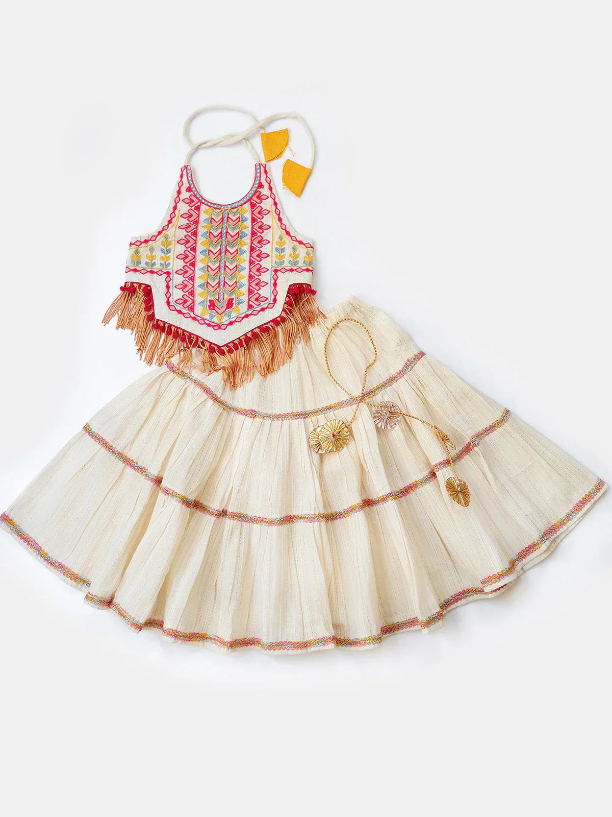 Cream Classic Lehenga Choli for Festival