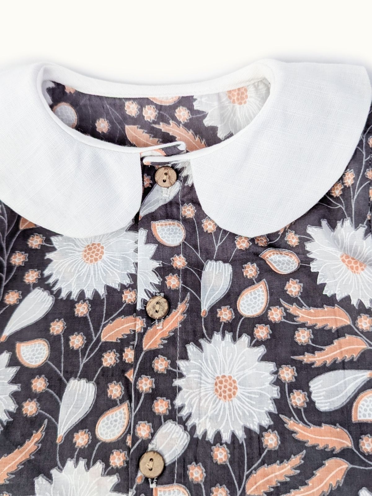Grey Floral Petal Collared Comfy Set