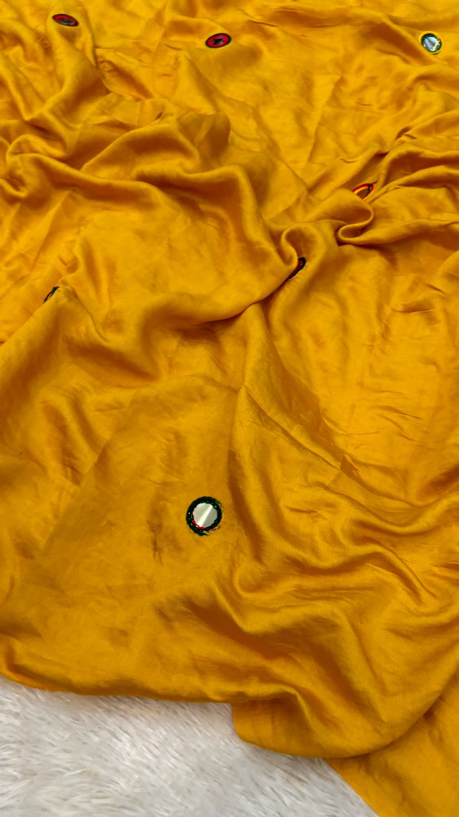Semi Mirror Work Duppta With Lagadi Patta New - Haldi