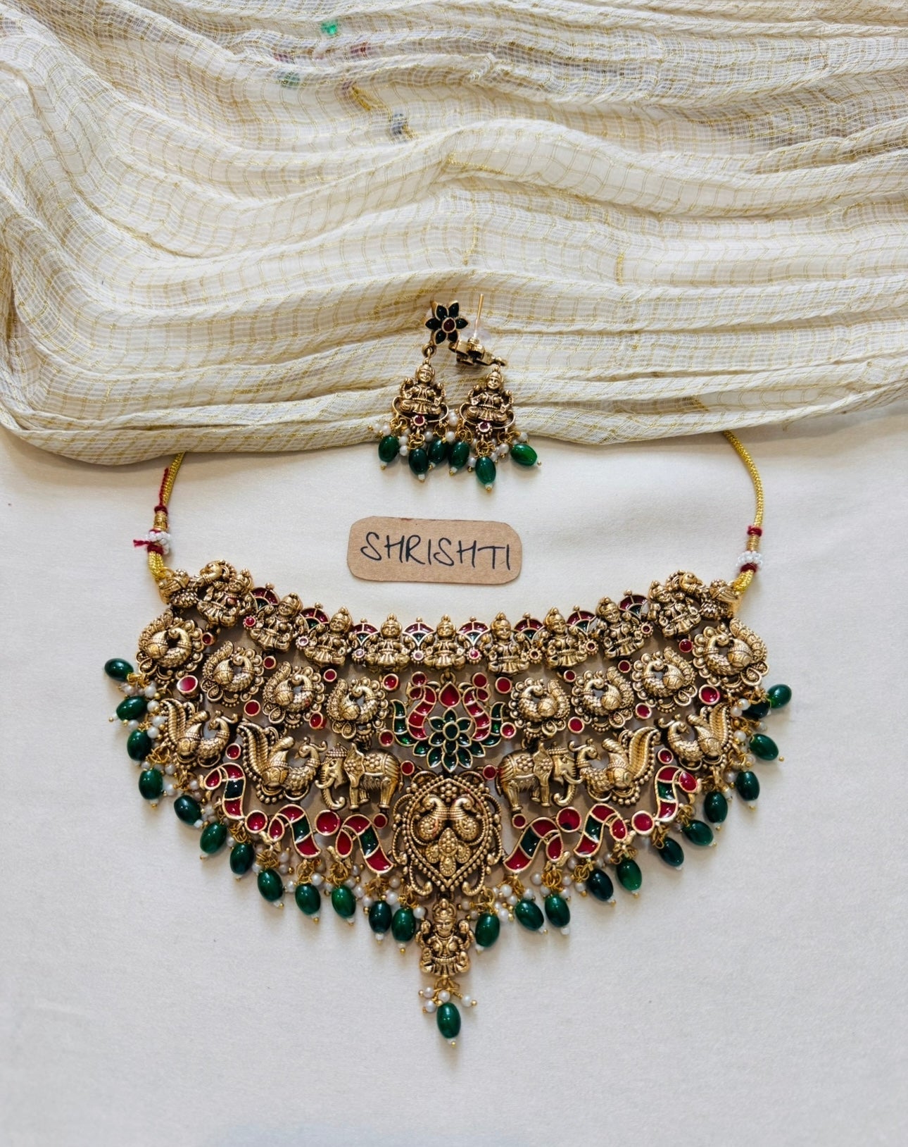 nagas heavy necklace green