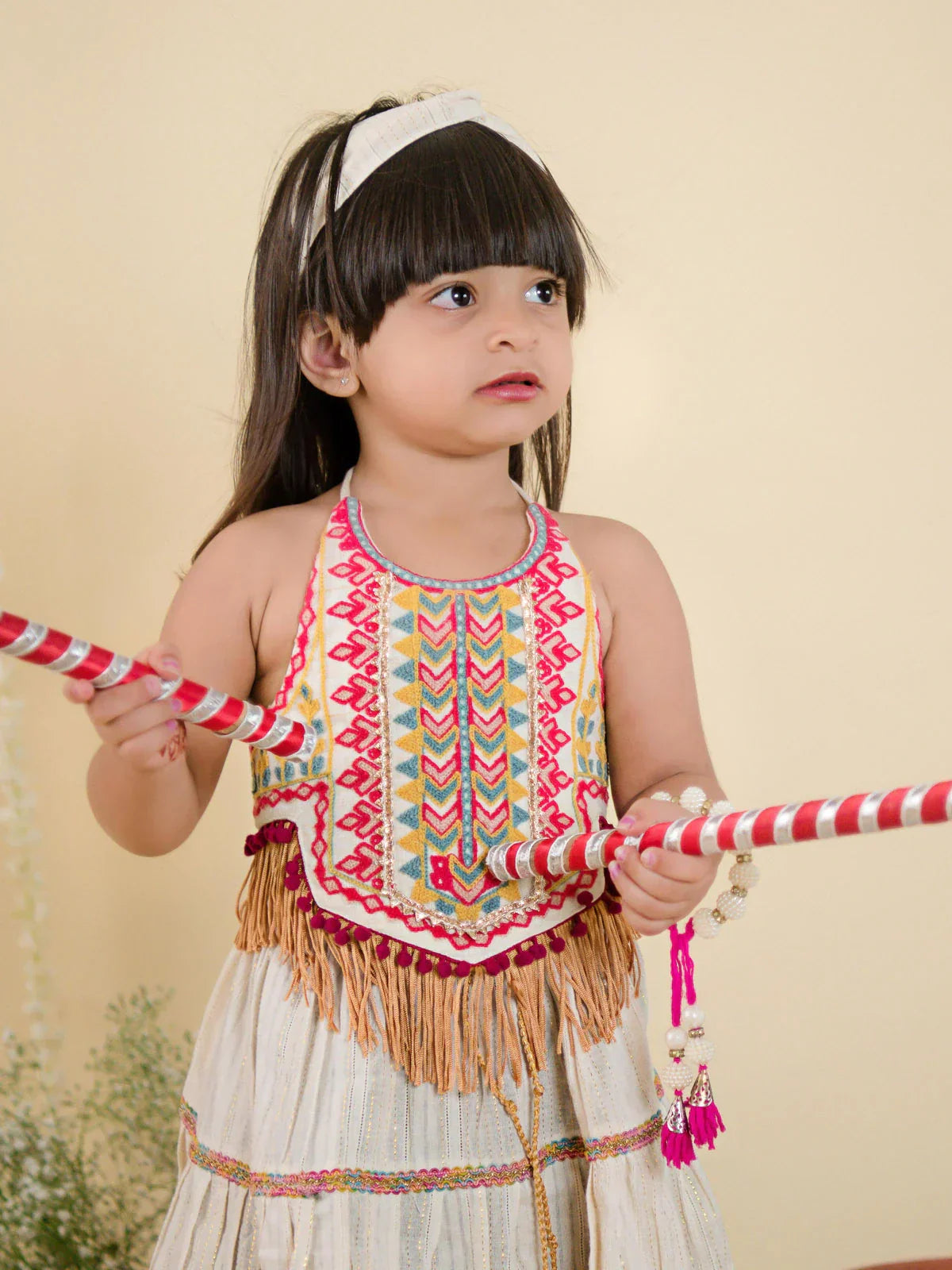 Cream Classic Lehenga Choli for Festival