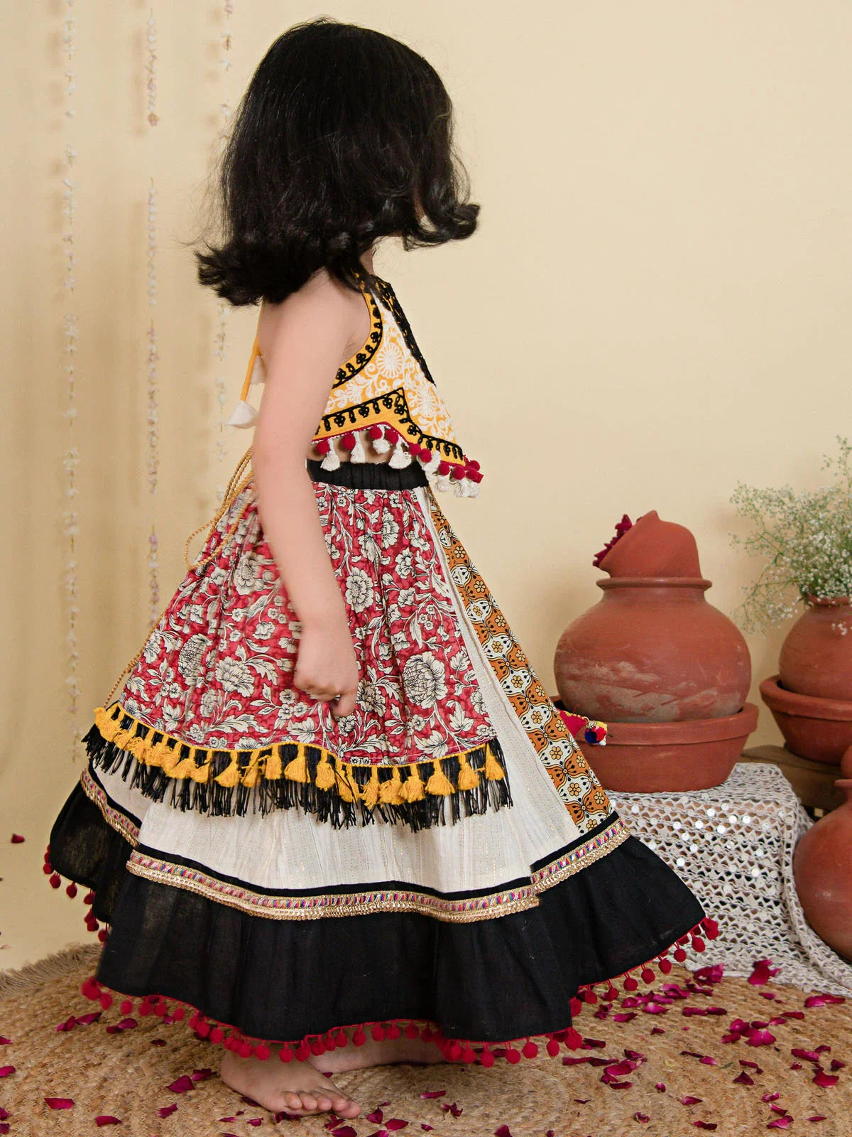 Innocent Festive Black Flaired Chaniya Choli for Kids