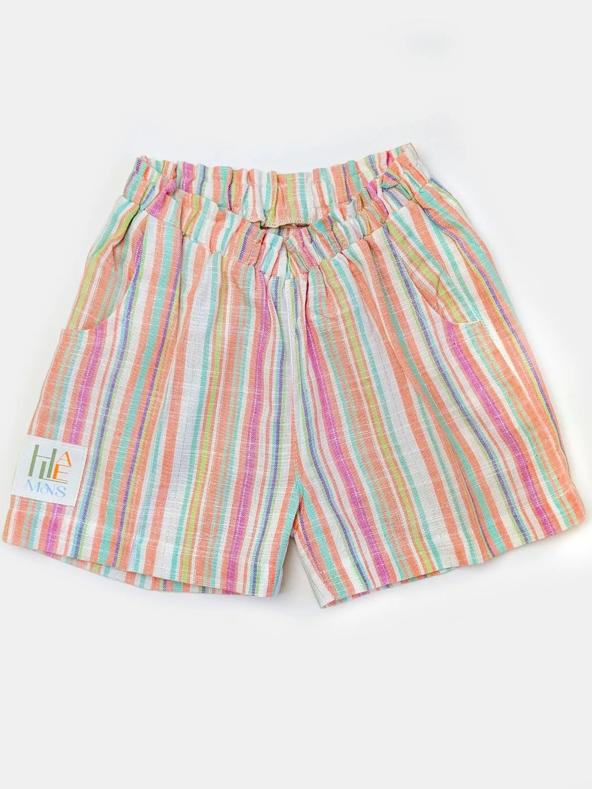 Half Sleeves Peach Stripe Kids Combo