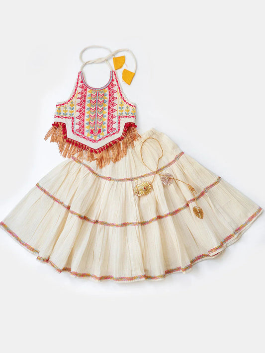 Cream Classic Lehenga Choli for Festival