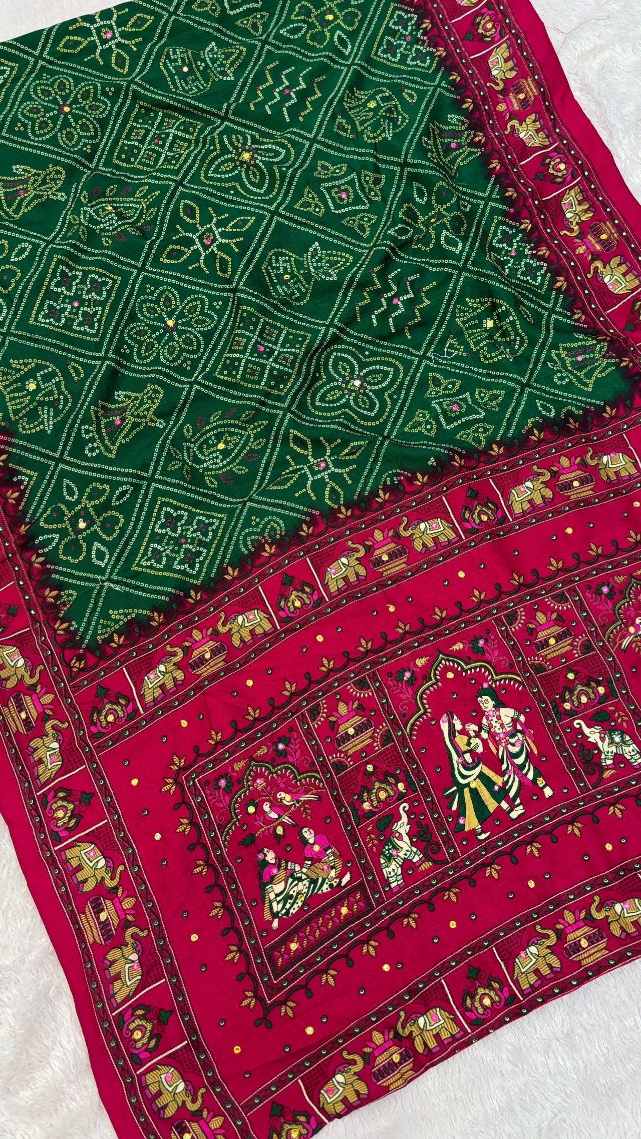 Pashmina Vintage Saree with Mirror Work