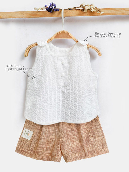 Half Sleeves Beige Kids Combo