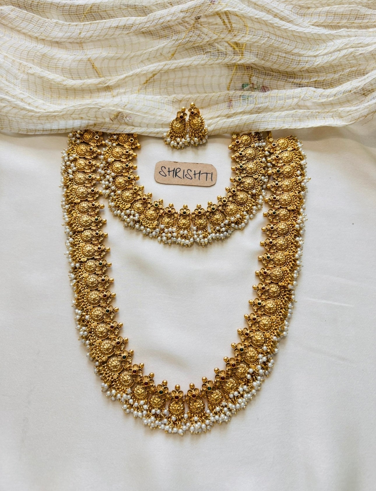 pearls gold bridal set