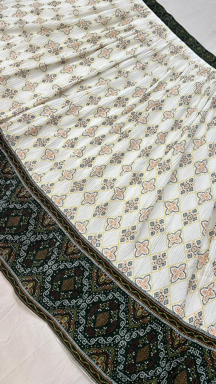 Designer Patola Bandhej Lehanga Choli :- Green