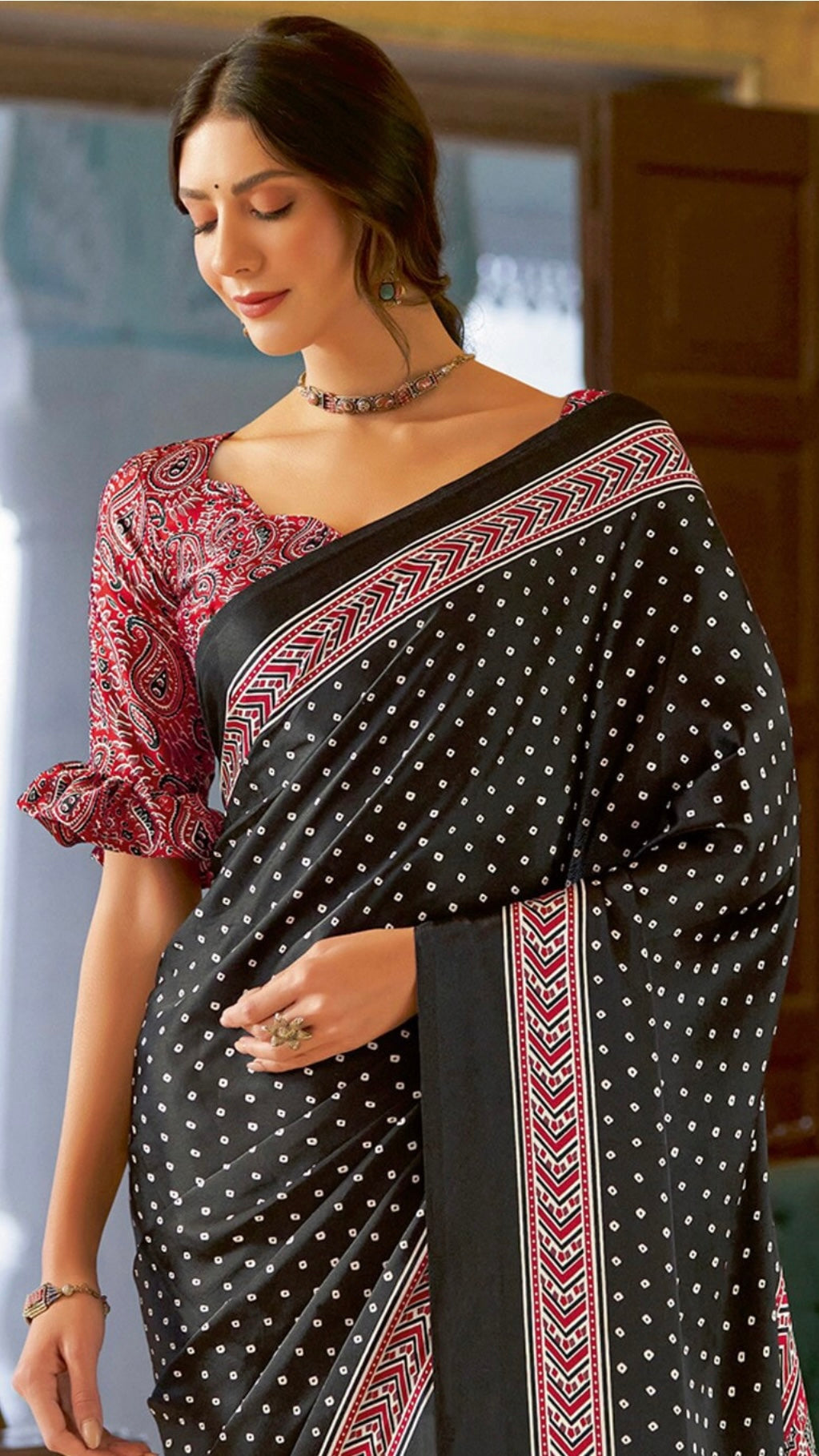 Designer Ajrakh Saree (D.No.104 B)