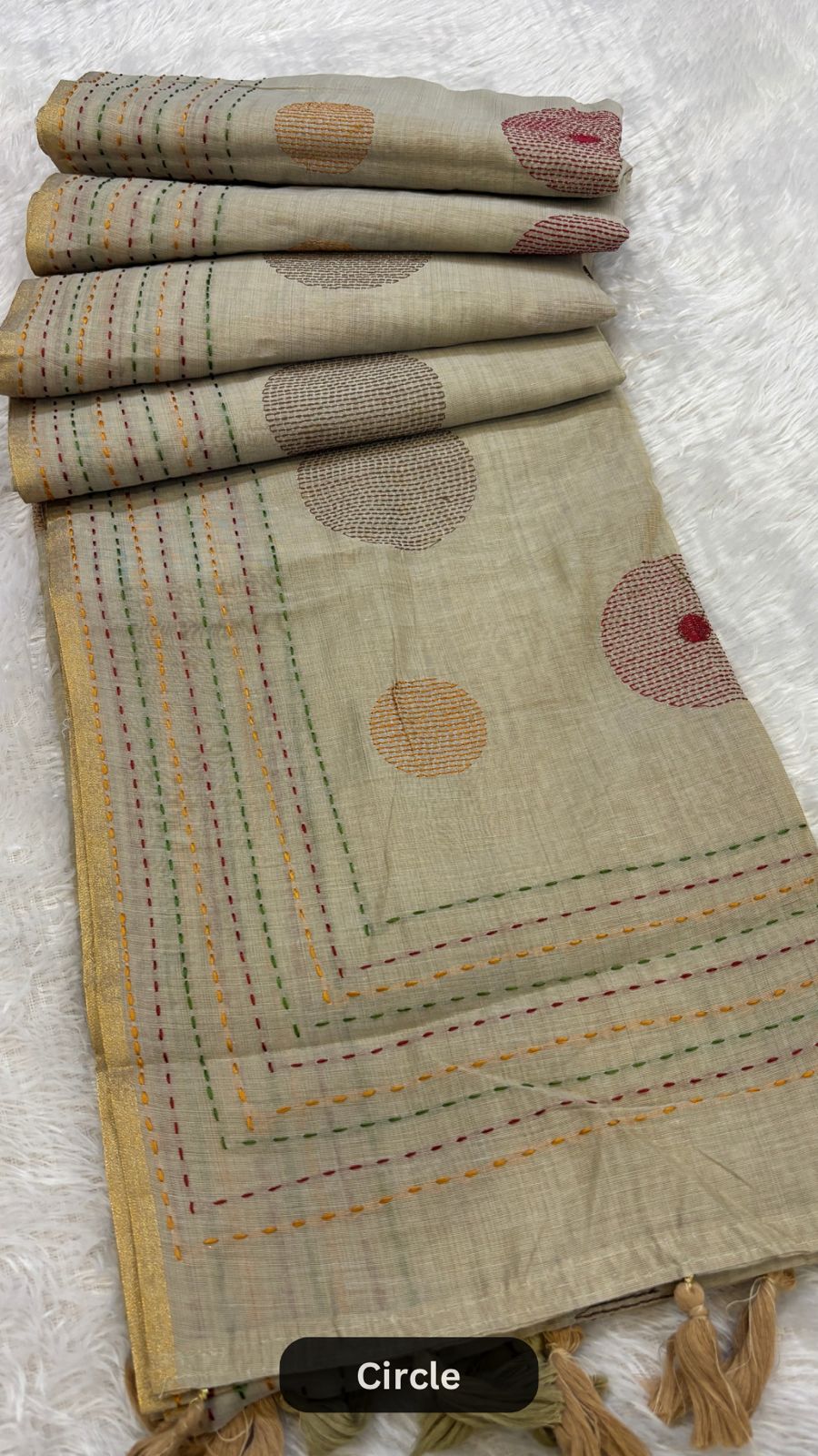 Corporate Wear Katha Saree (Chikoo)