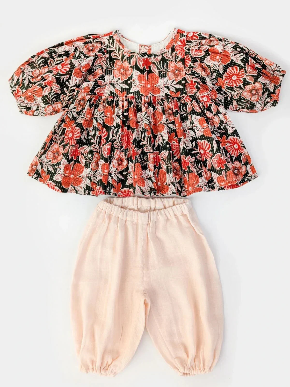 Marie Floral Girls Top Bottom Set