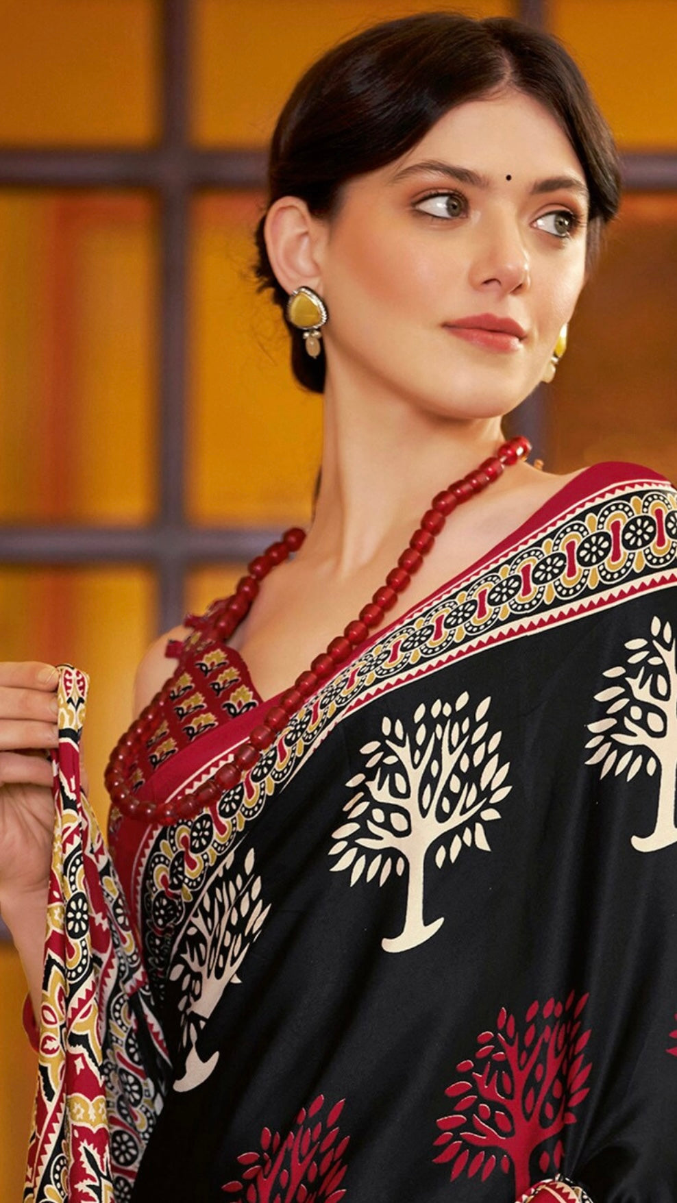 Designer Ajrakh Saree (D.No.201 B)