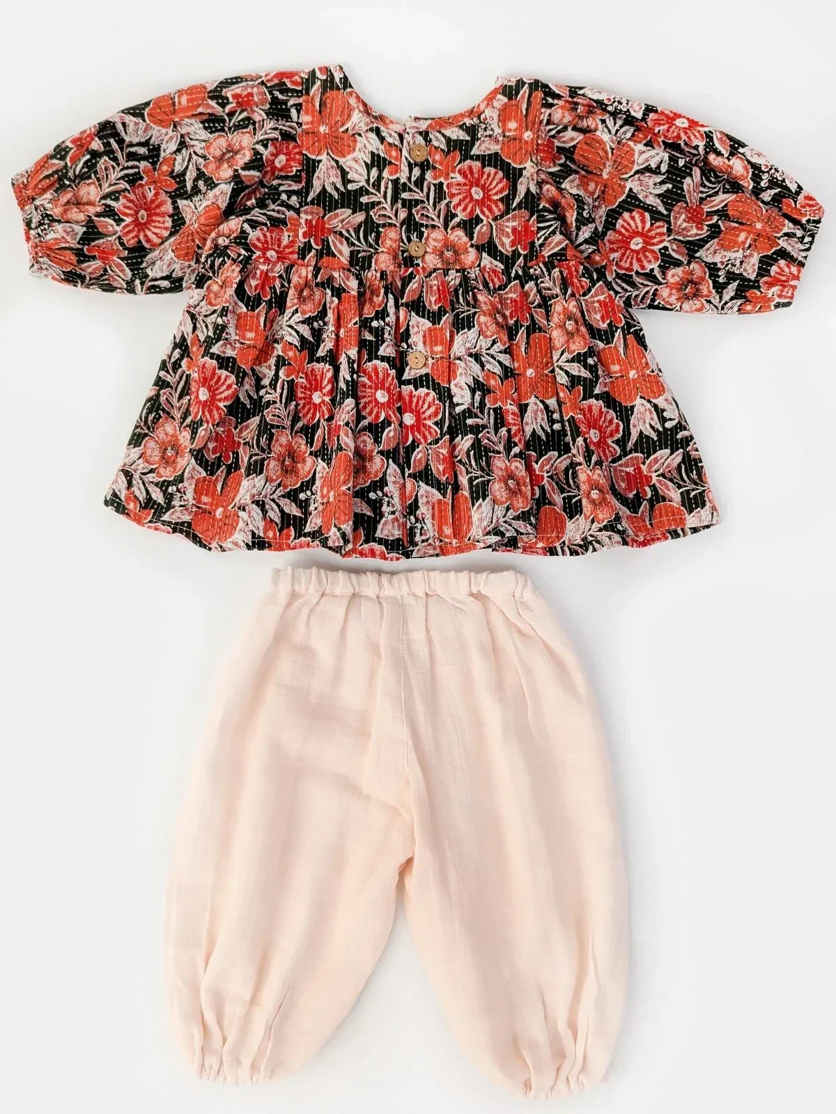 Marie Floral Girls Top Bottom Set
