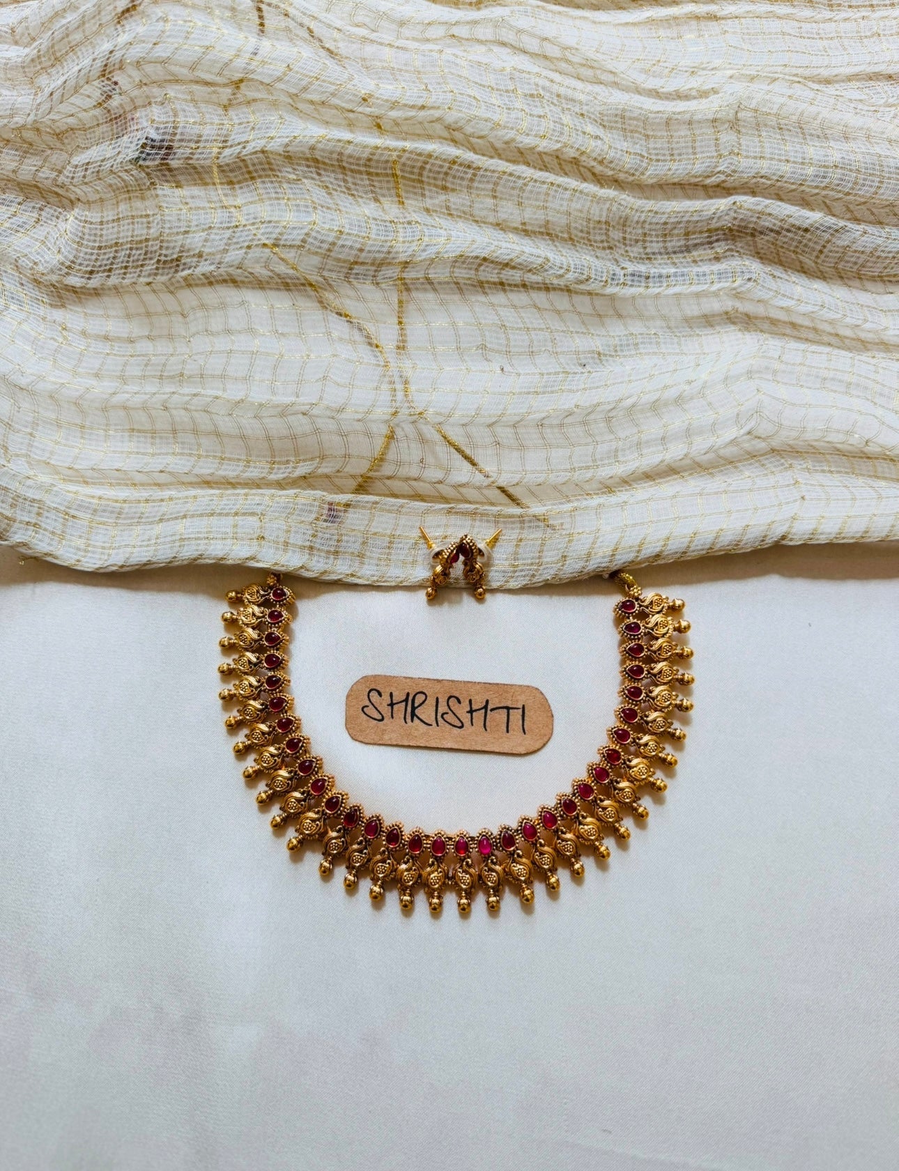 peacock necklace ruby