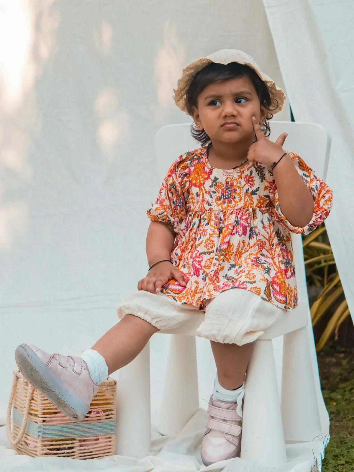 Sophia Summer Pure Cotton Little Girl Top Bottom Set