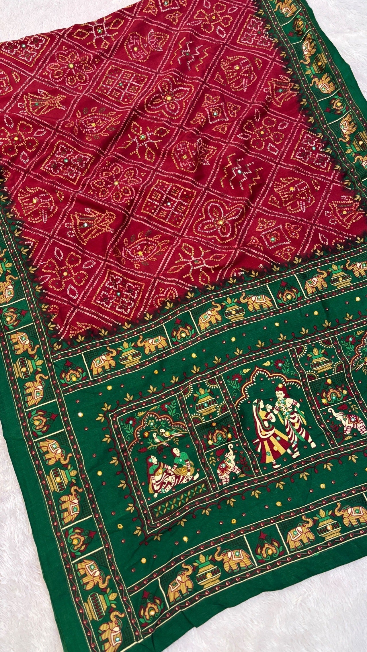 Pashmina Vintage Saree with Mirror Work