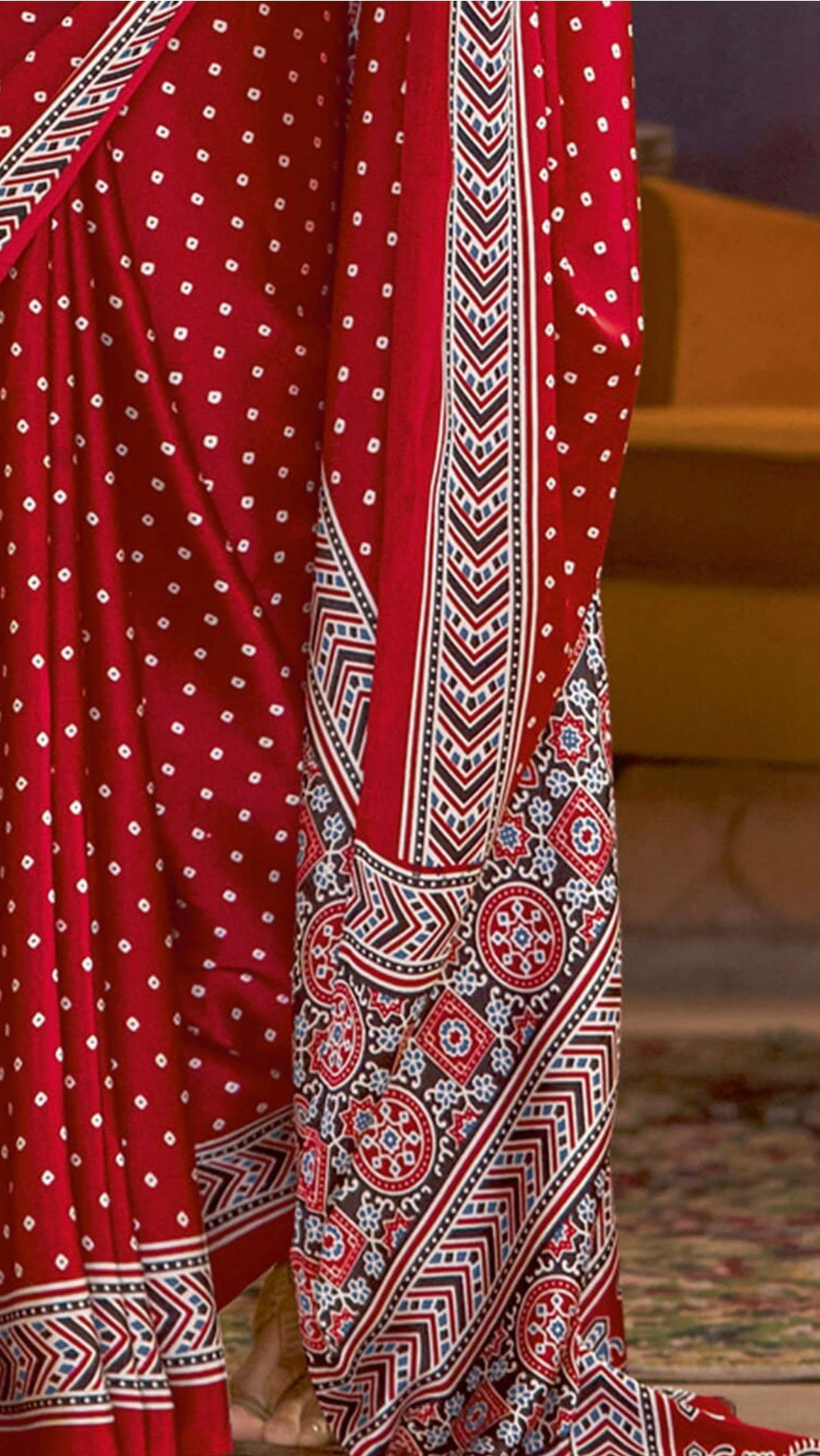 Designer Ajrakh Saree (D.No.104 A)