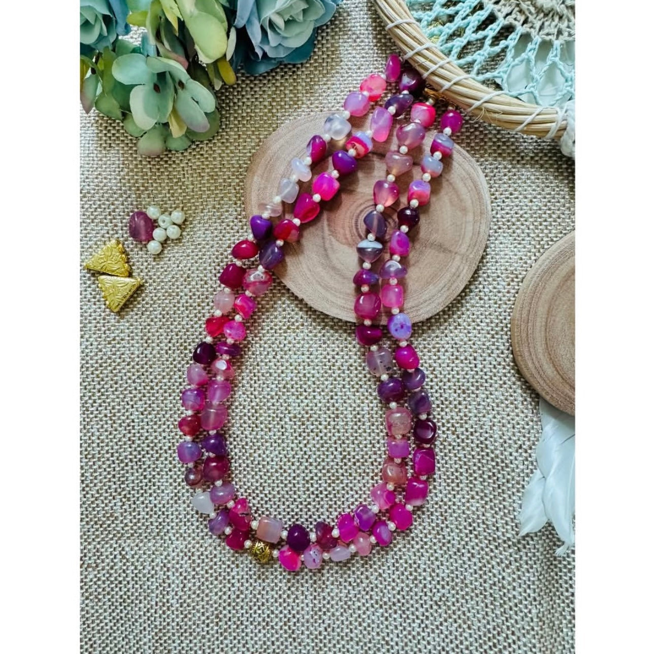 rose semi precious beads