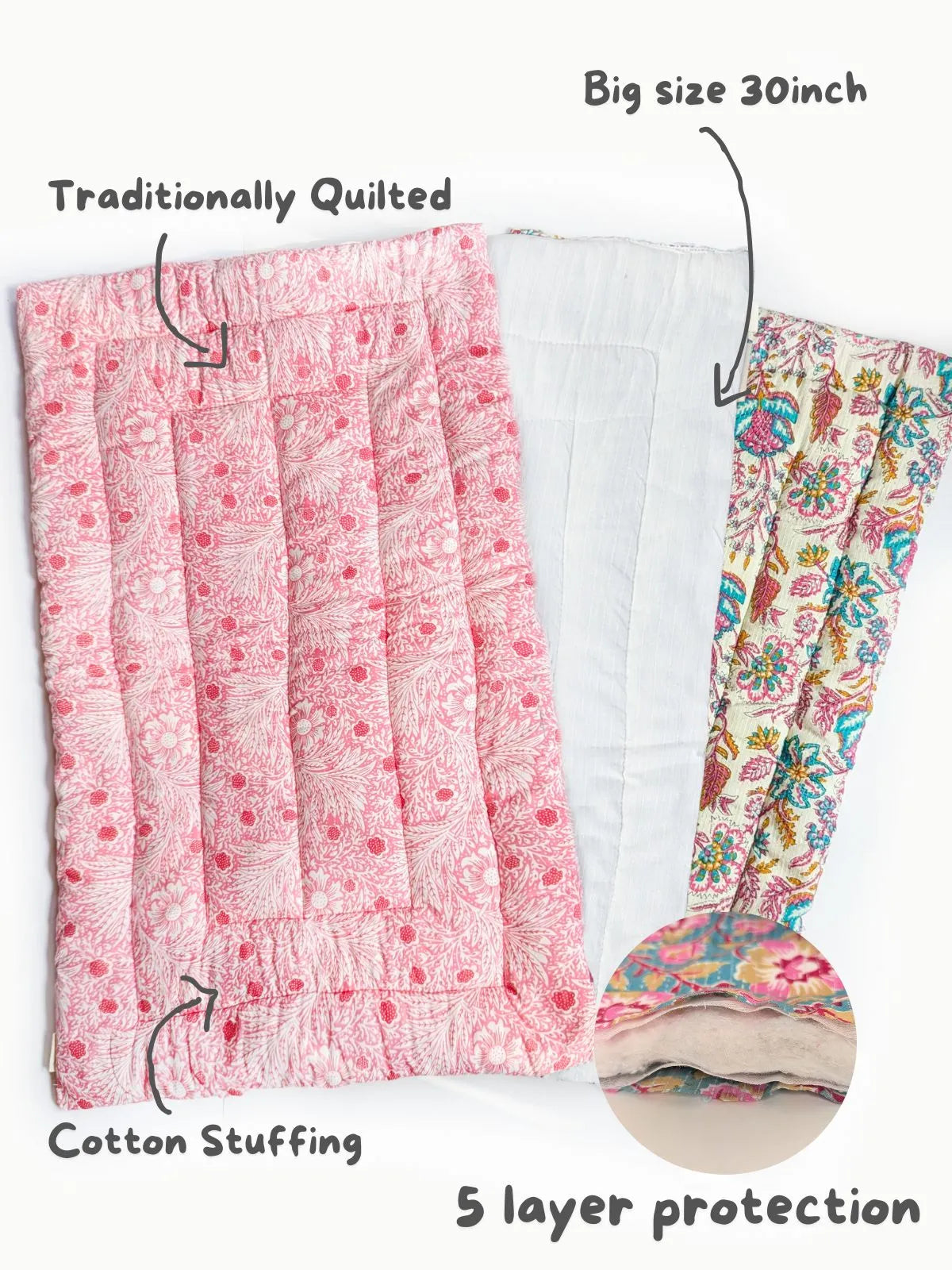 Floral Garden Cotton Handcrafted Mats Pack of 3