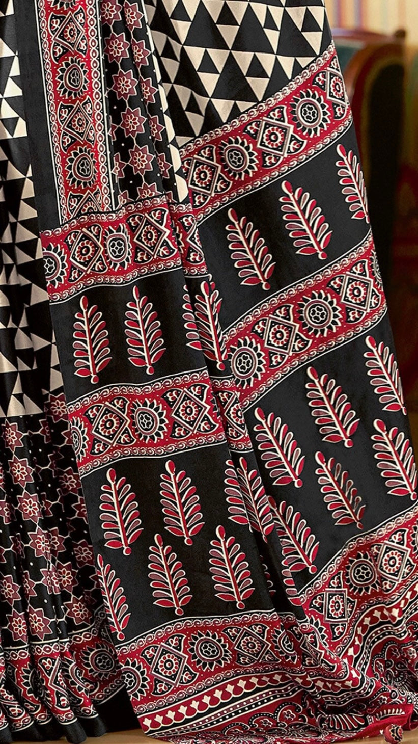 Designer Ajrakh Saree (D.No. 102 B)