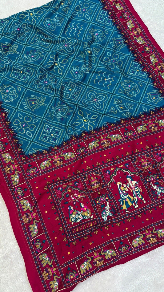Pashmina Vintage Saree with Mirror Work