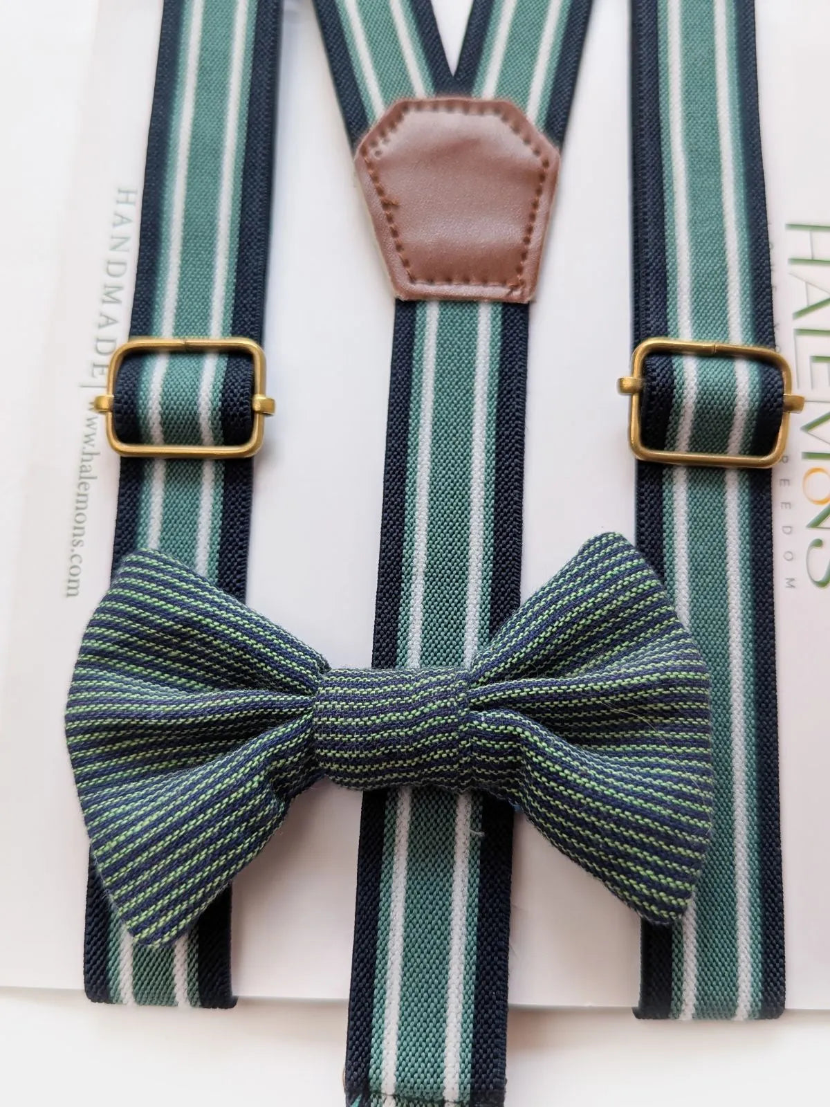 Kids Adjustable Brass Clip Suspender & Bow Set