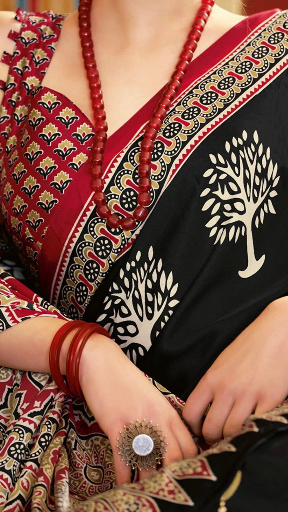 Designer Ajrakh Saree (D.No.201 B)