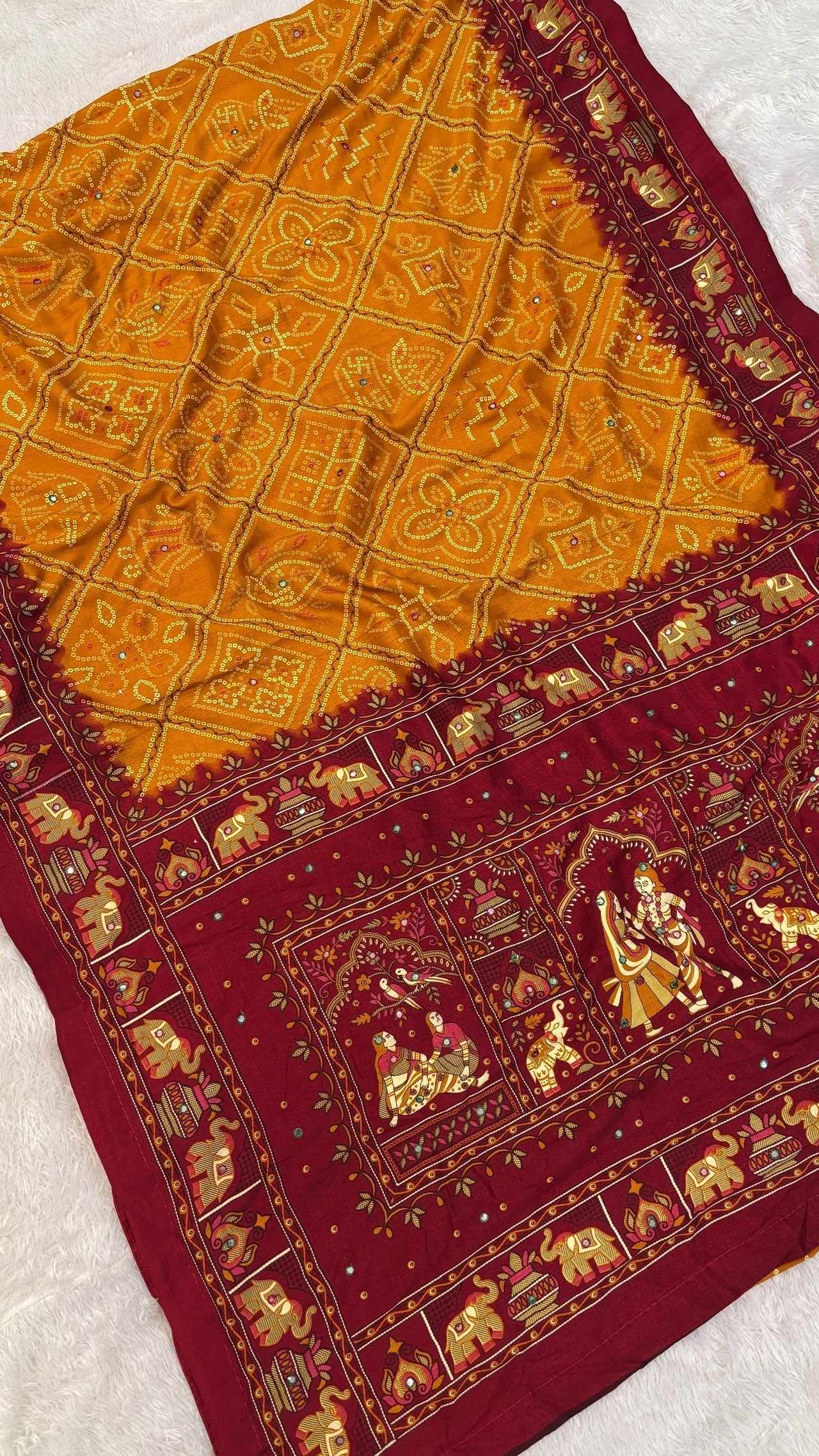 Pashmina Vintage Saree with Mirror Work