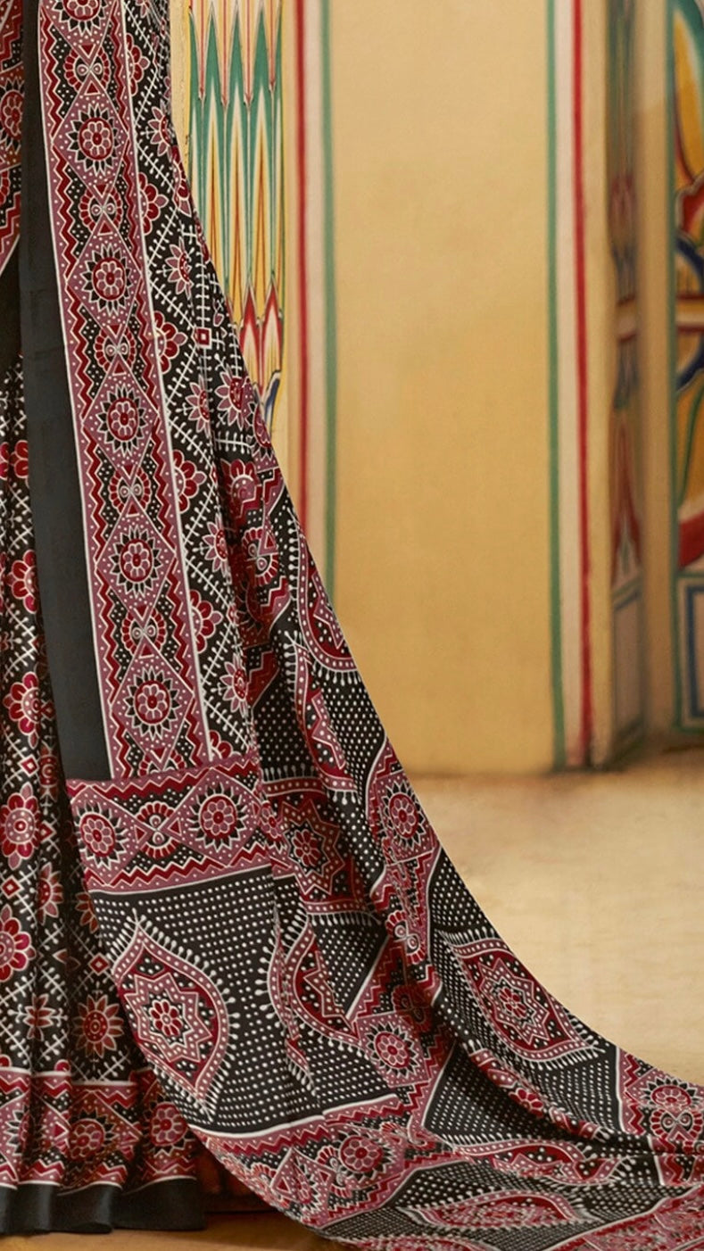 Designer Ajrakh Saree (D.No.203 B)