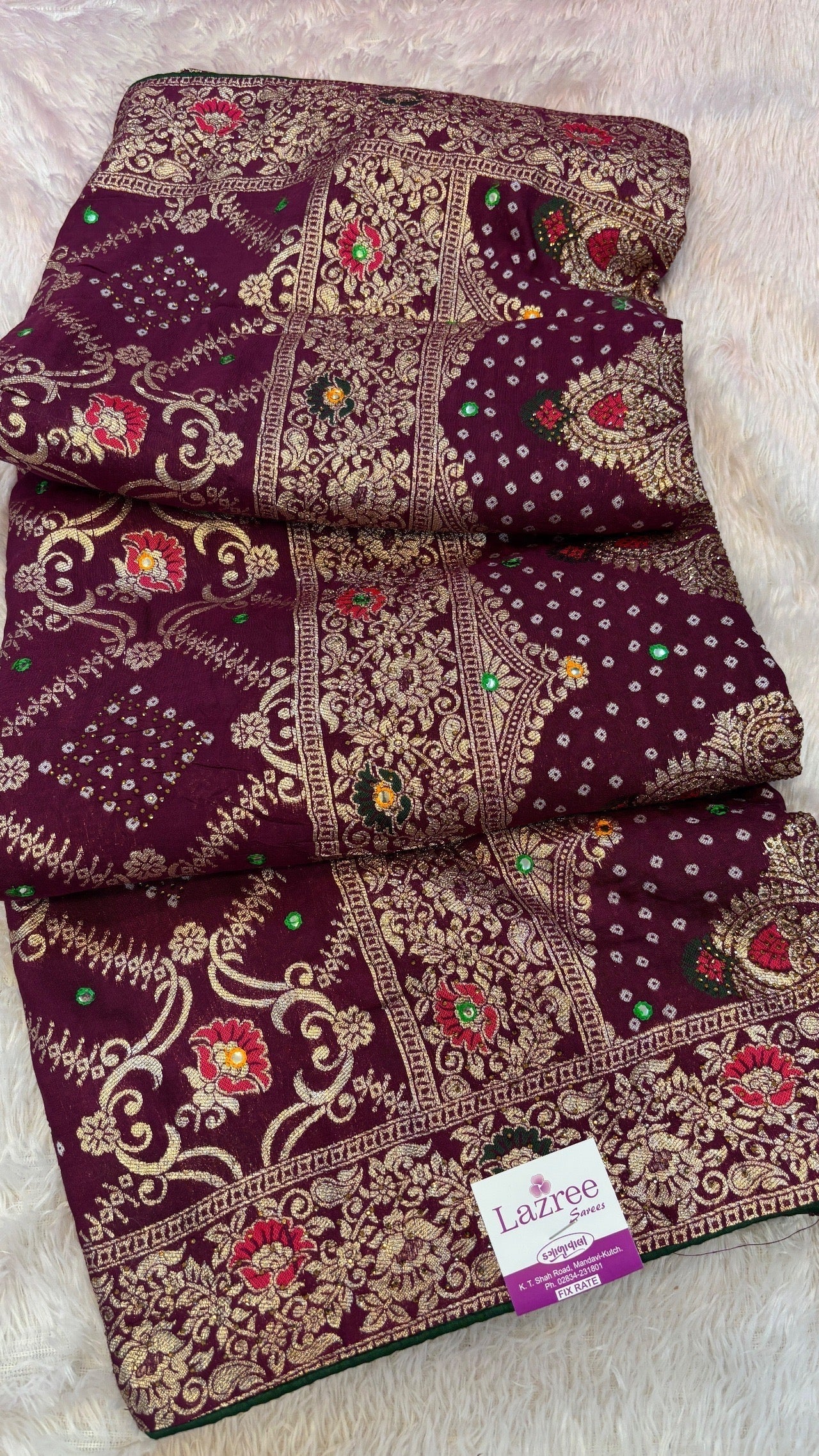 Bandhej Saree With Siroski Work (Youtube Collocation) Vol.2