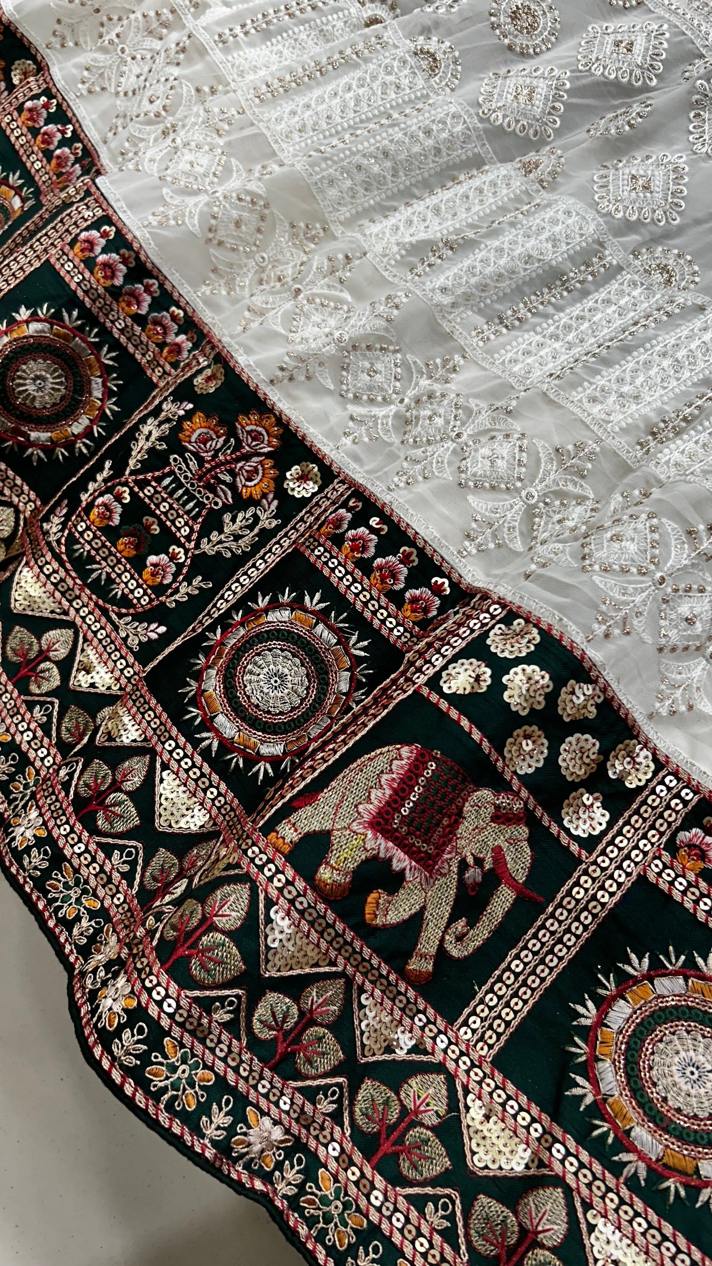 White Dola Silk With Bandhani Duppta Lehanga Choli