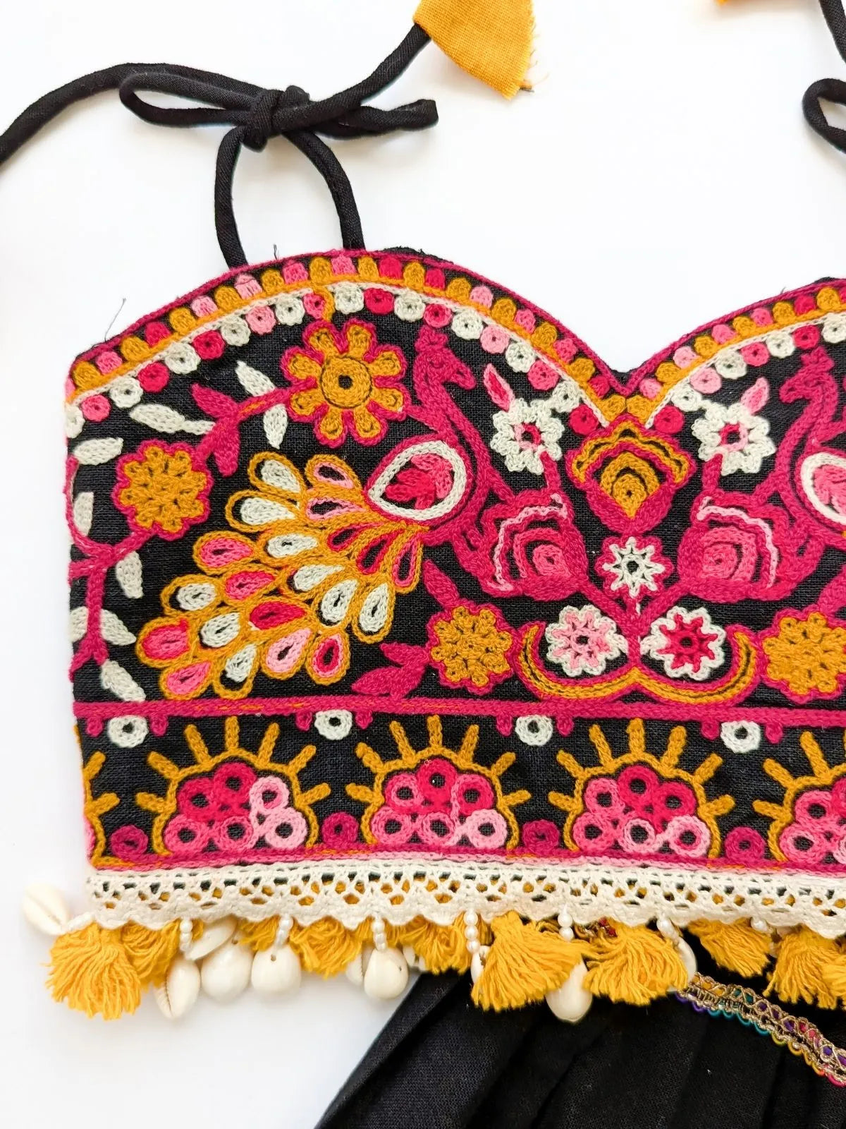 Black Gamthi Traditional Lehenga Choli for Girls