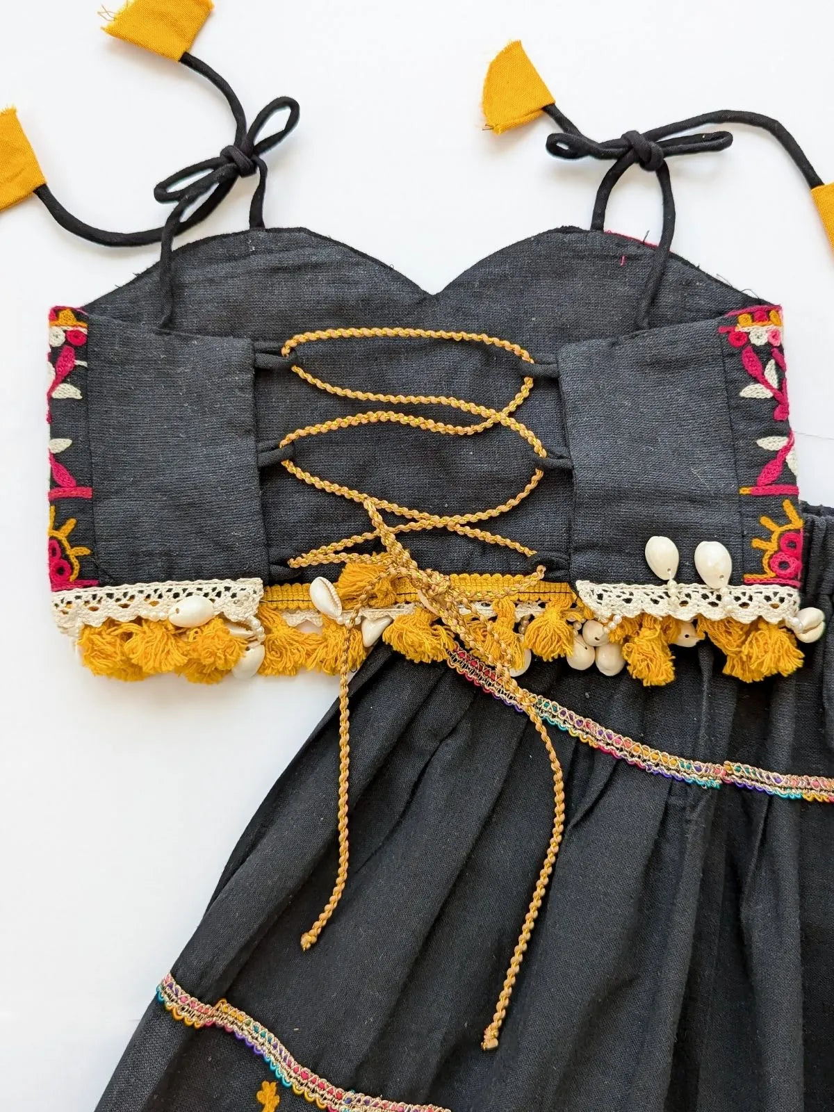 Black Gamthi Traditional Lehenga Choli for Girls