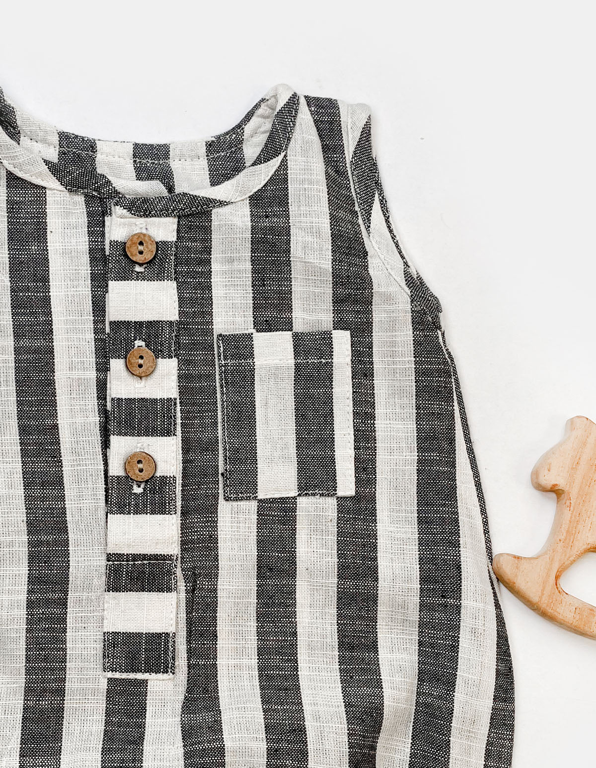 Black Stripes Pure Cotton Baby Infant Unisex Bubble Romper