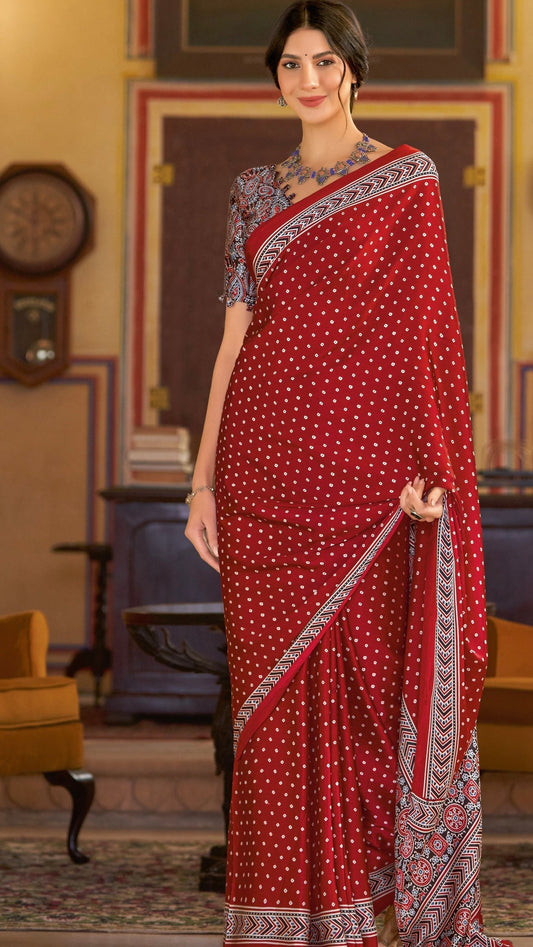 Designer Ajrakh Saree (D.No.104 A)
