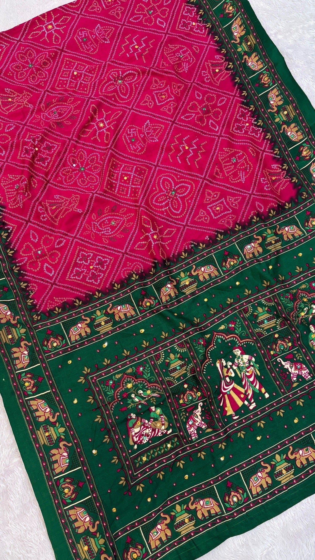 Pashmina Vintage Saree with Mirror Work