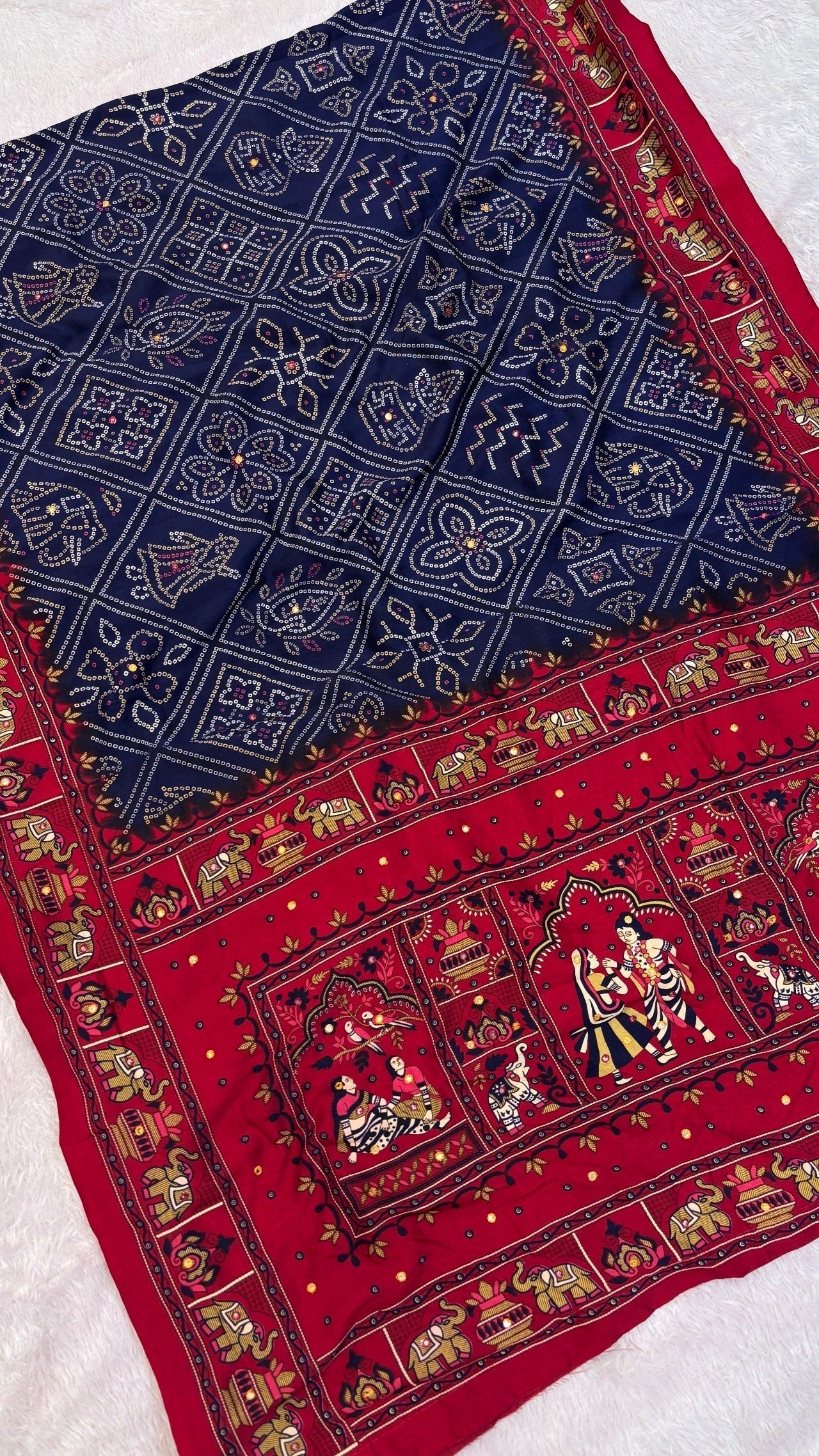 Pashmina Vintage Saree with Mirror Work