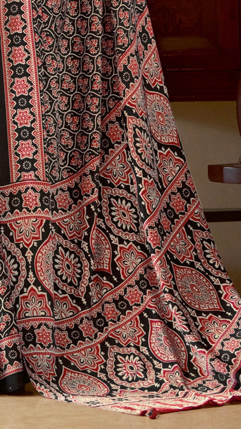 Designer Ajrakh Saree (D.No.204 B)