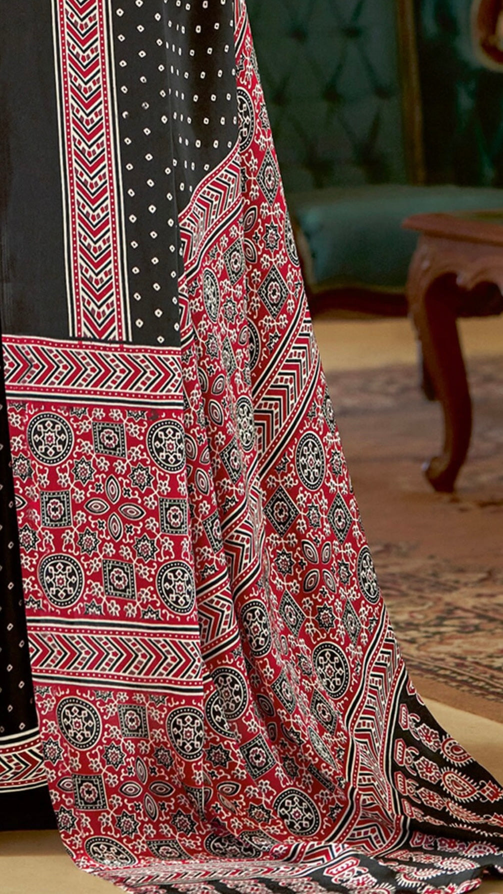 Designer Ajrakh Saree (D.No.104 B)