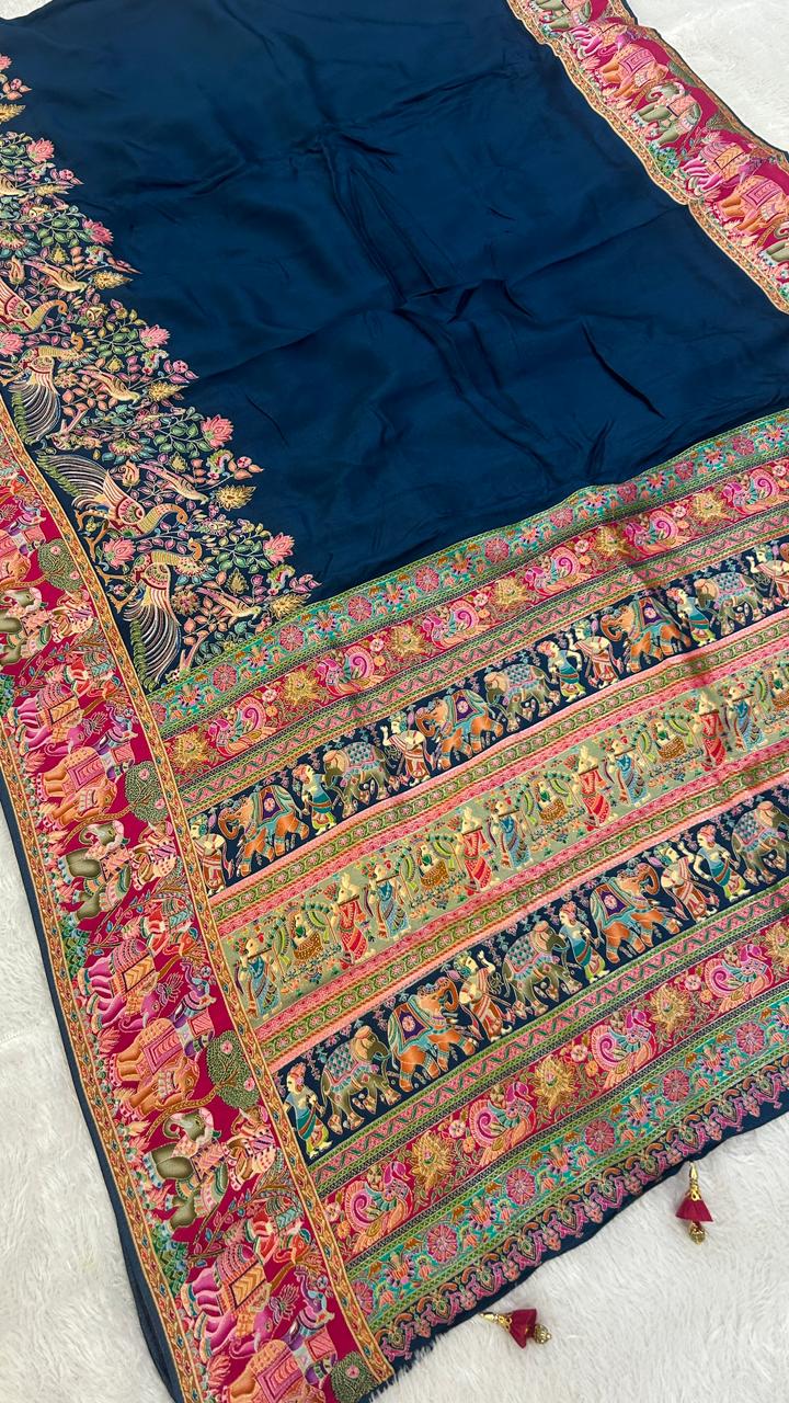 Pure Hand Weaving Kalamkari Saree (Diseal Gala)