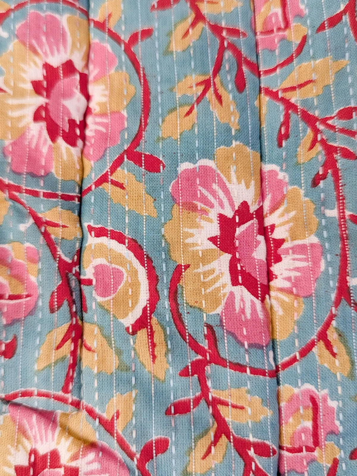Floral Bohemian Cotton Stuffed Mats Pack Of 3