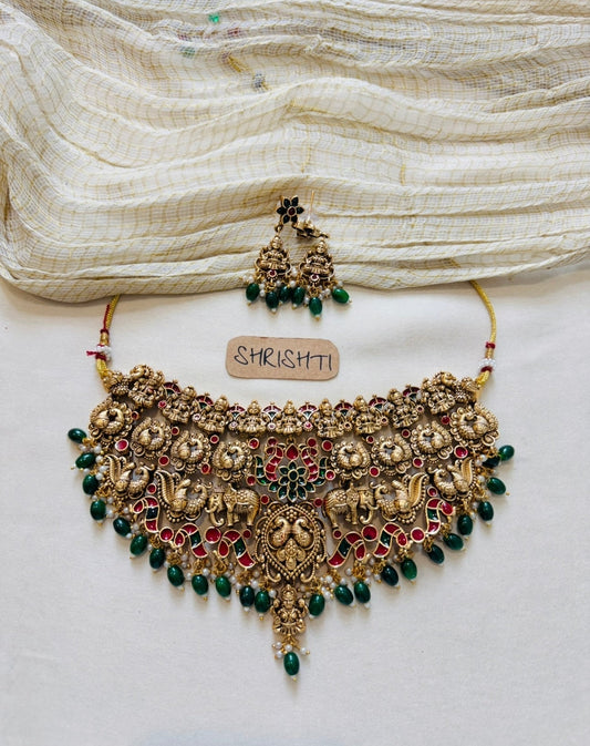 nagas heavy necklace green