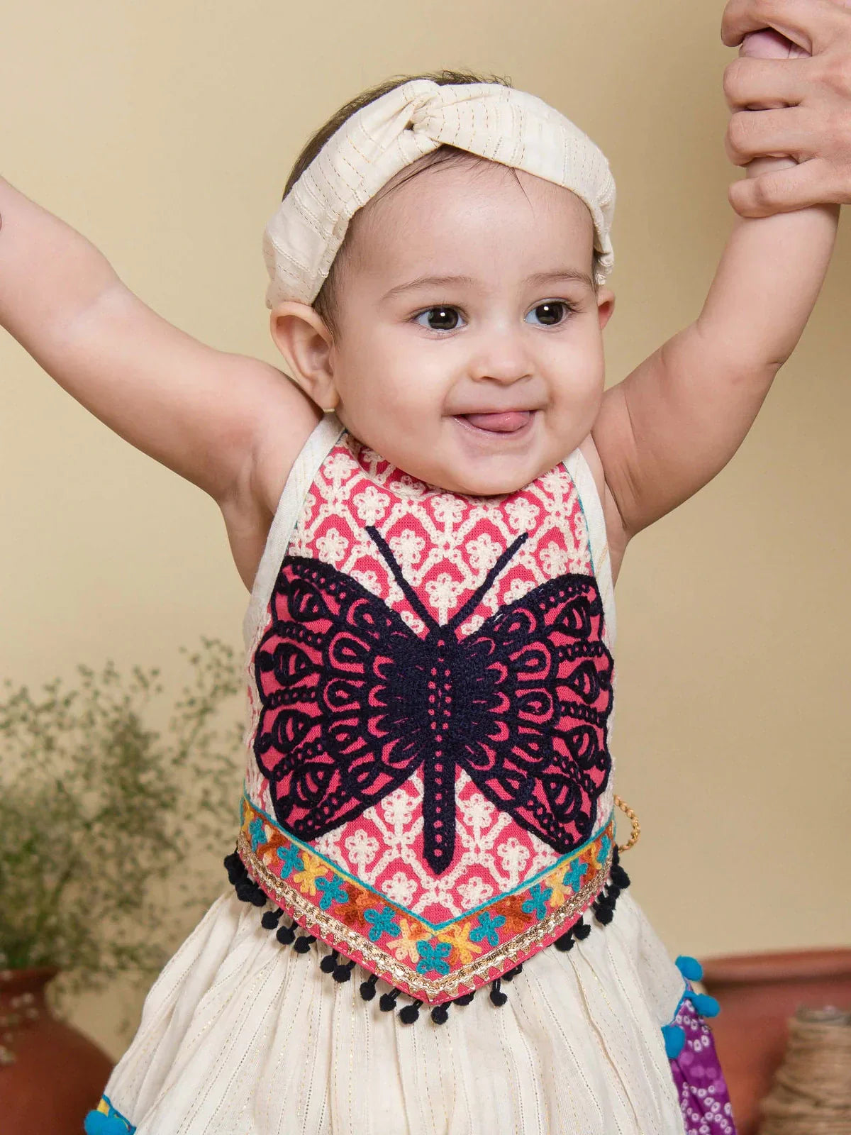Lavender Butterfly Pleated Lehenga Choli for Kids