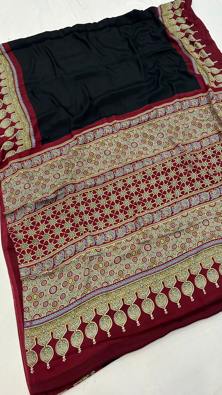 Plain Ajrakh Saree