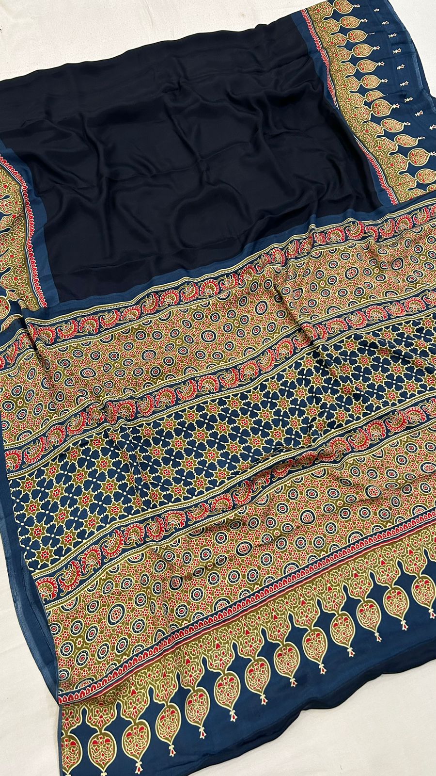 Plain Ajrakh Saree