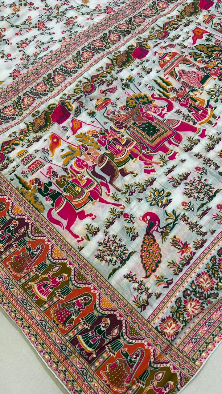 Rajwadi Pashmina Silk Saree