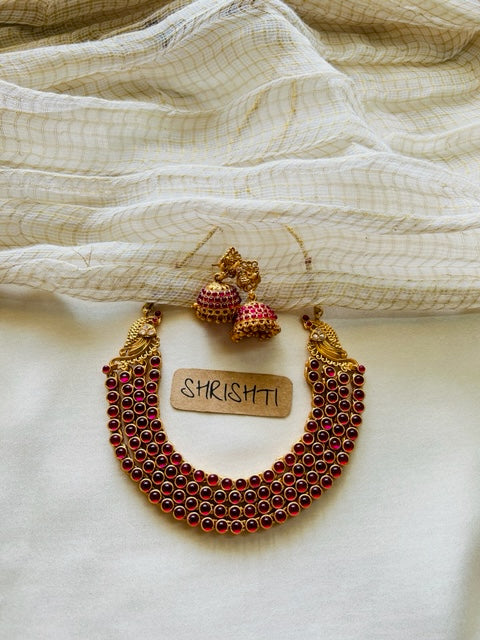 Peacock layer ruby stones