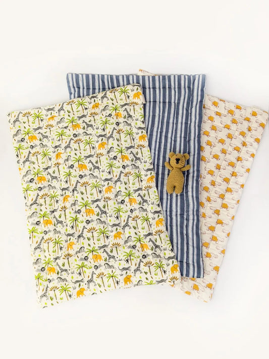 Jungle Printed Elephant Giraffe Trio Mat Set