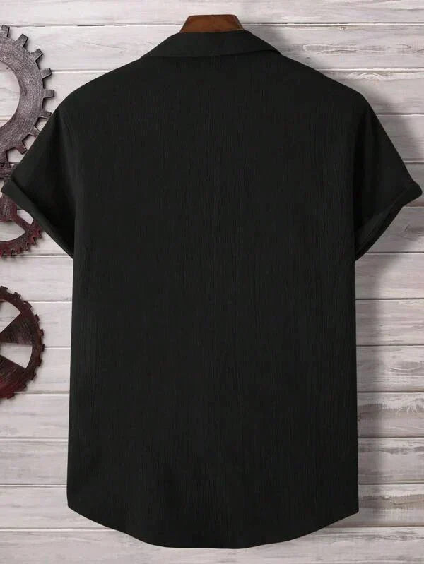 Midnight Black Seersucker Half Sleeve Shirt